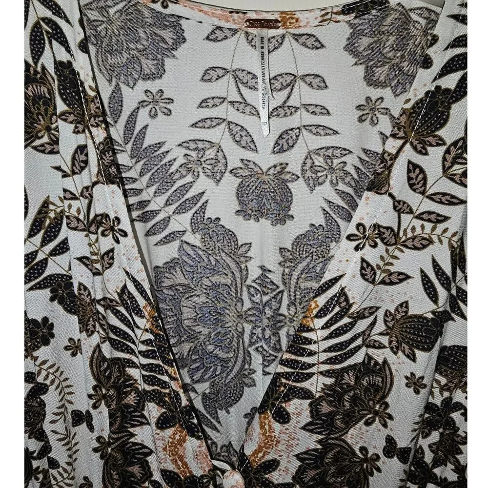 New Free People Wandering Folk Maxi Top Duster Dress $228 X-SMALL Palm Print